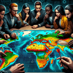 High resolution imAGE of hacker group picking an african country on A MAP with a dart.