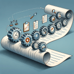 Illustration of a document flowing through a set of workflow tasks